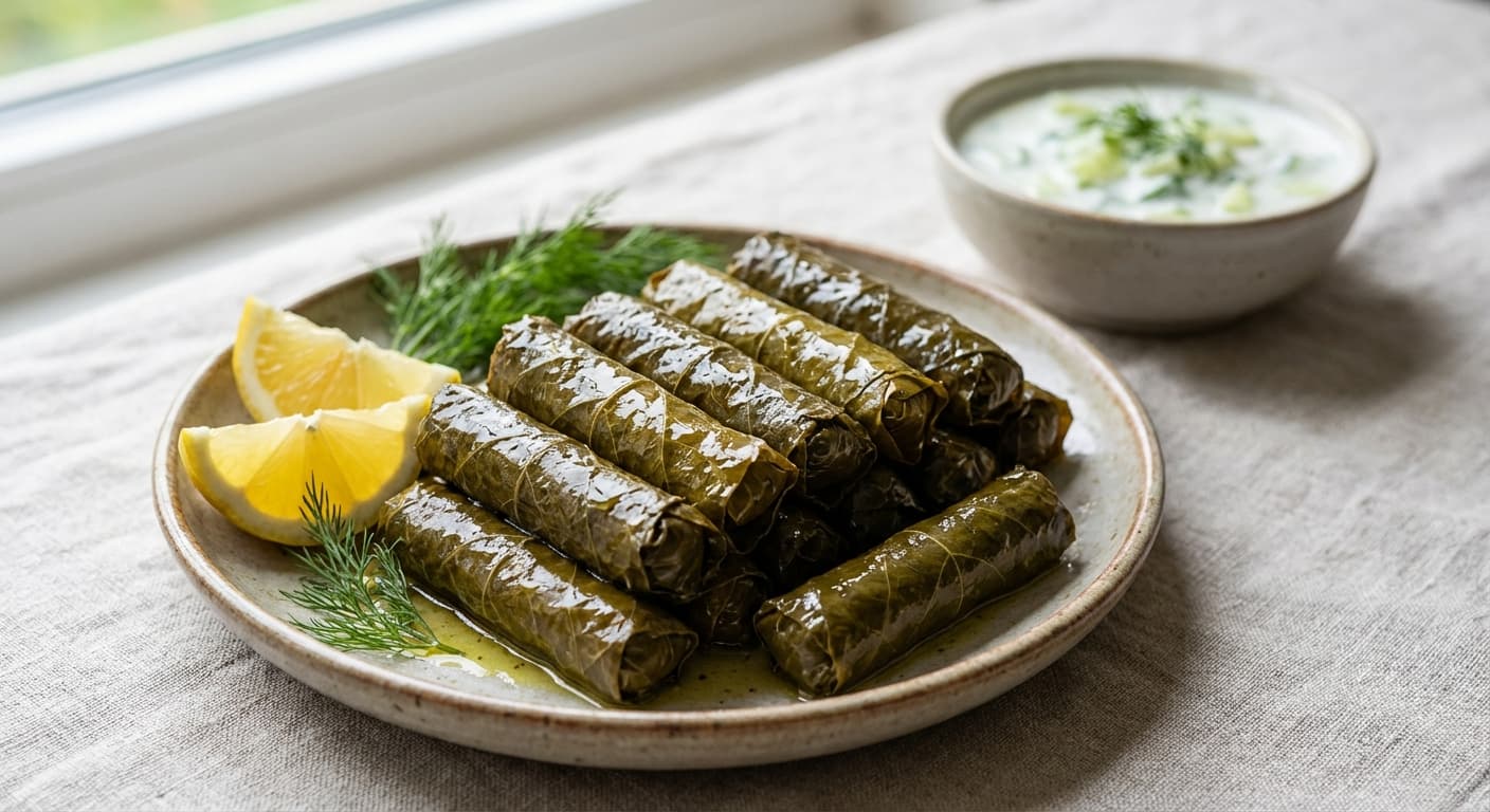 Yaprak Sarma — Turkish Stuffed Vine Leaves with Rice and Herbs - authentic turkish recipe