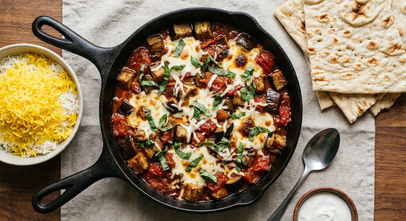 Yatimcheh — Persian Eggplant Stew with Melted Mozzarella - authentic persian recipe