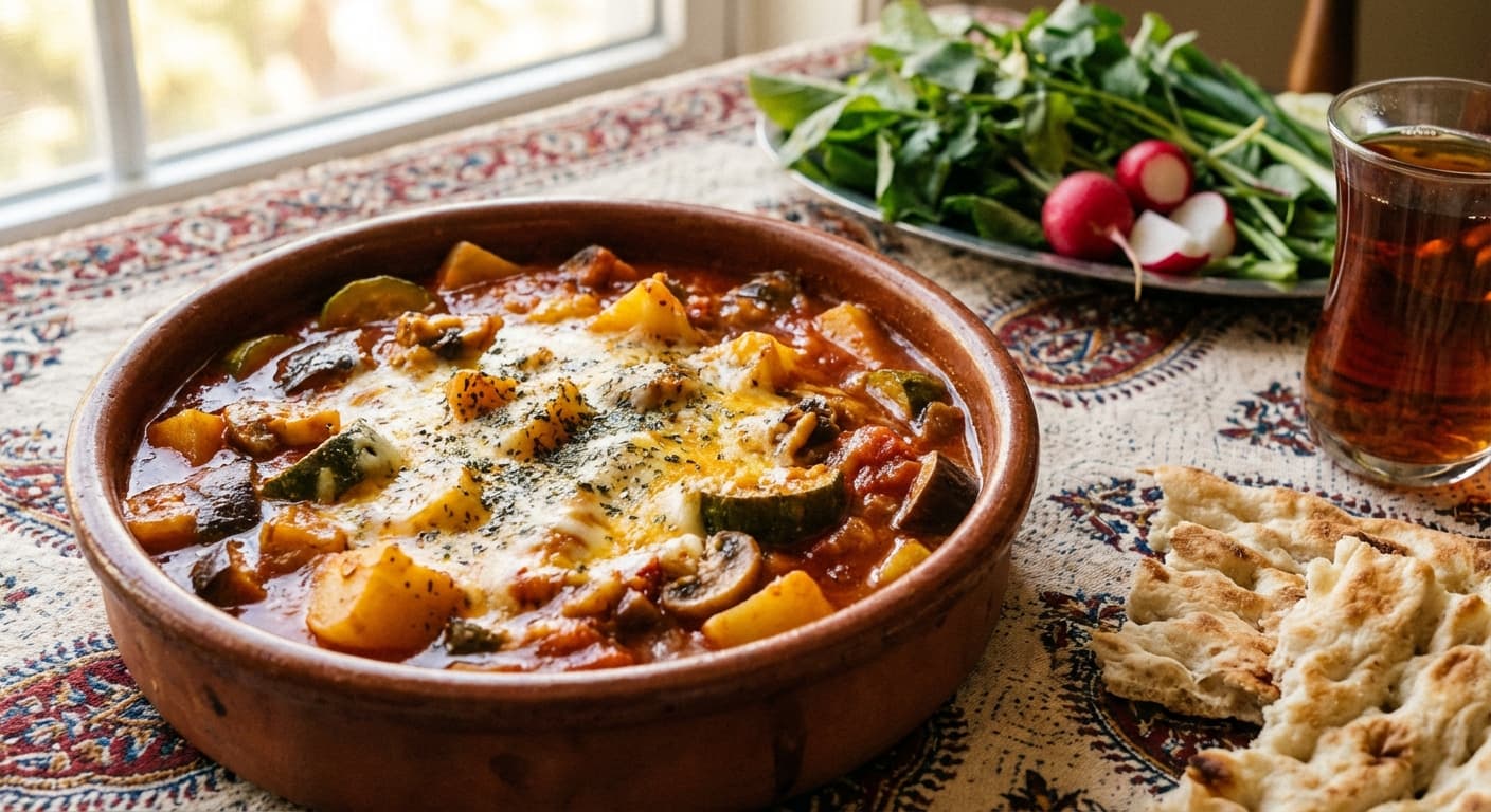 Yatimcheh - ye Panir - Kesh - | Persian Rustic Vegetable Medley with Melted Cheese - authentic persian recipe