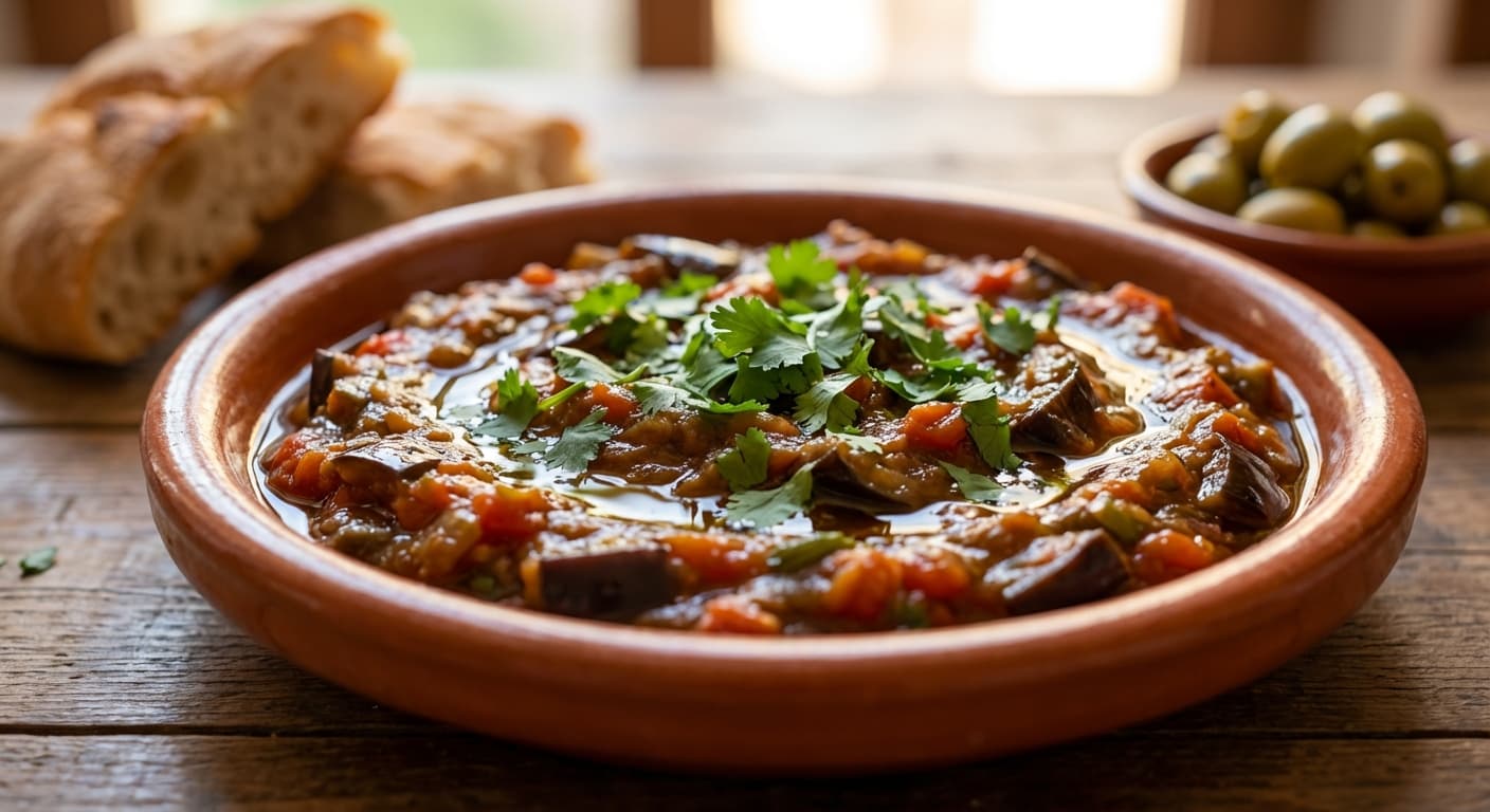 Zaalouk — Moroccan Smoky Eggplant and Tomato Salad - authentic moroccan recipe