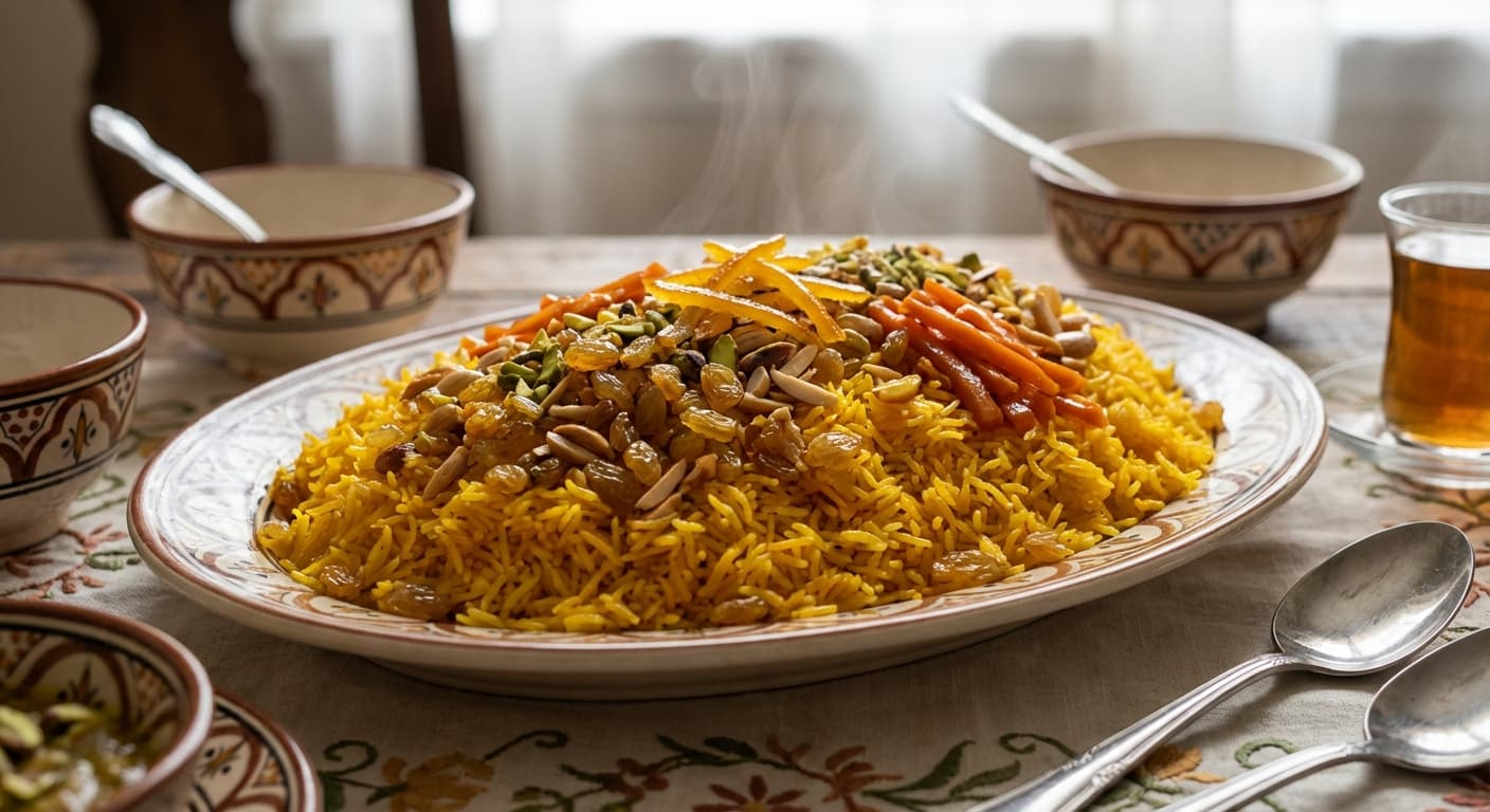 Zarda Pulao — Afghan Sweet Saffron Rice with Cardamom and Rosewater - authentic afghan recipe