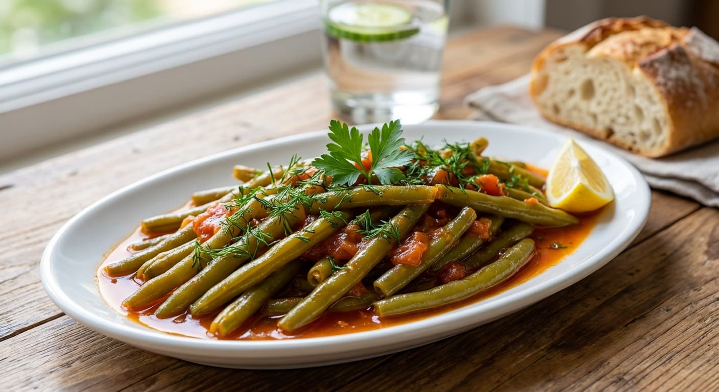 Zeytinyağlı Fasulye — Turkish Green Beans Braised in Olive Oil - authentic turkish recipe