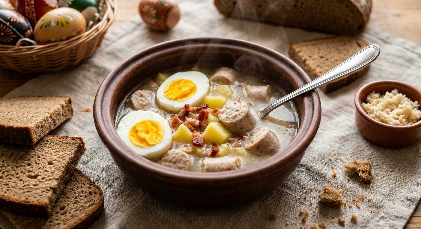 Polish Sour Rye Soup — Tangy Easter Sausage Soup - authentic polish recipe