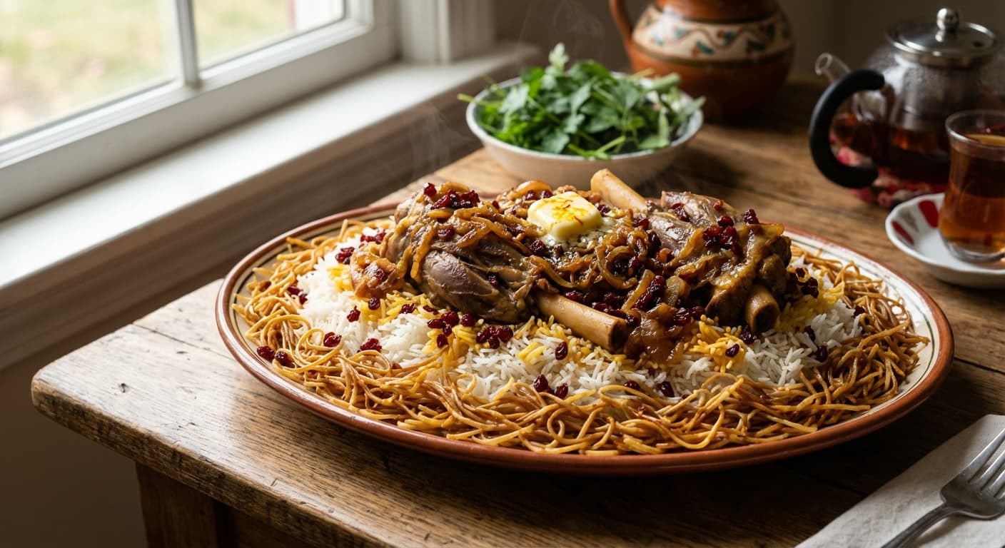 Reshteh Polo — Persian Noodle Rice with Savory Meat - authentic persian recipe