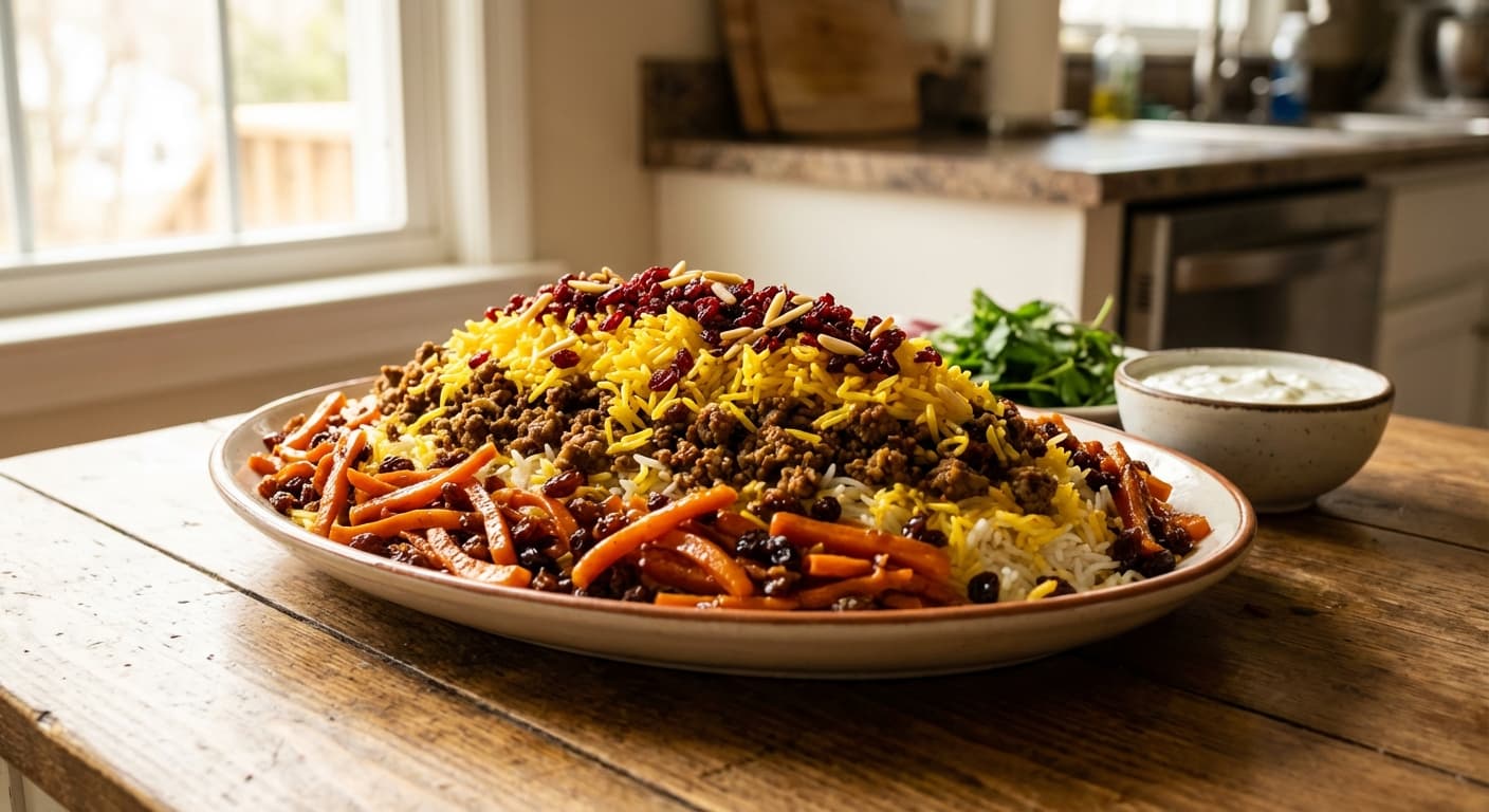 Saardi Polo — Persian Spiced Carrot and Raisin Rice - authentic persian recipe