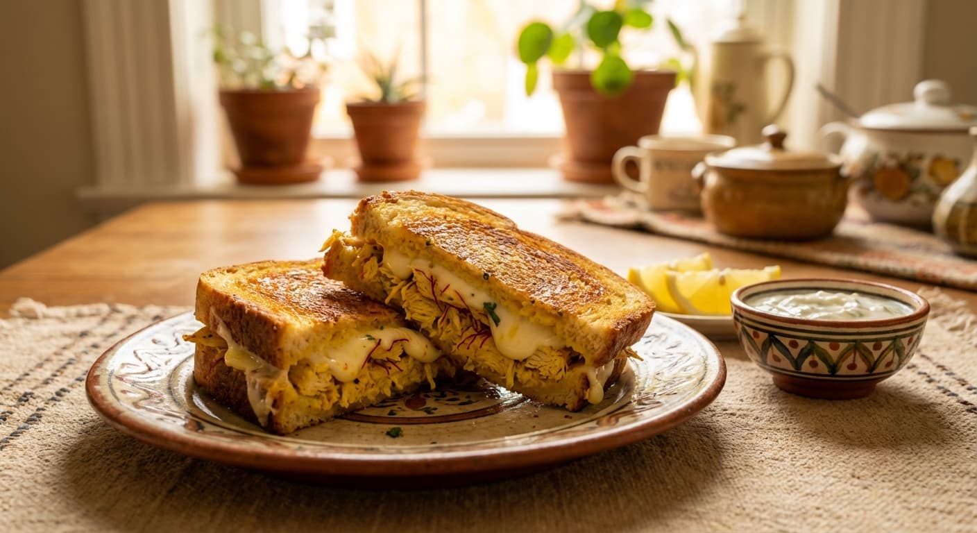 Saffron Chicken Toastie — Persian-Inspired Mozzarella Sandwich - authentic persian recipe
