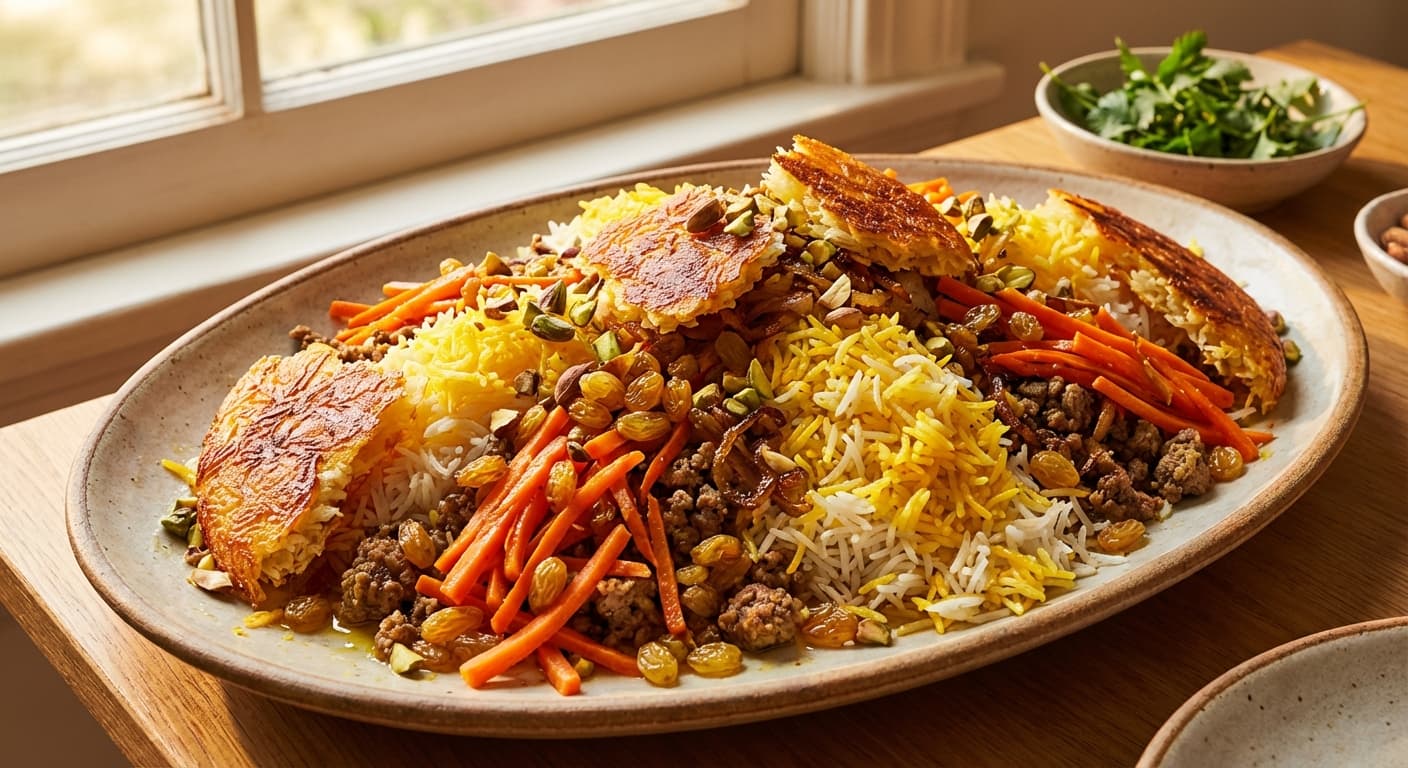 Shirin Polo — Persian Carrot and Raisin Rice - authentic persian recipe