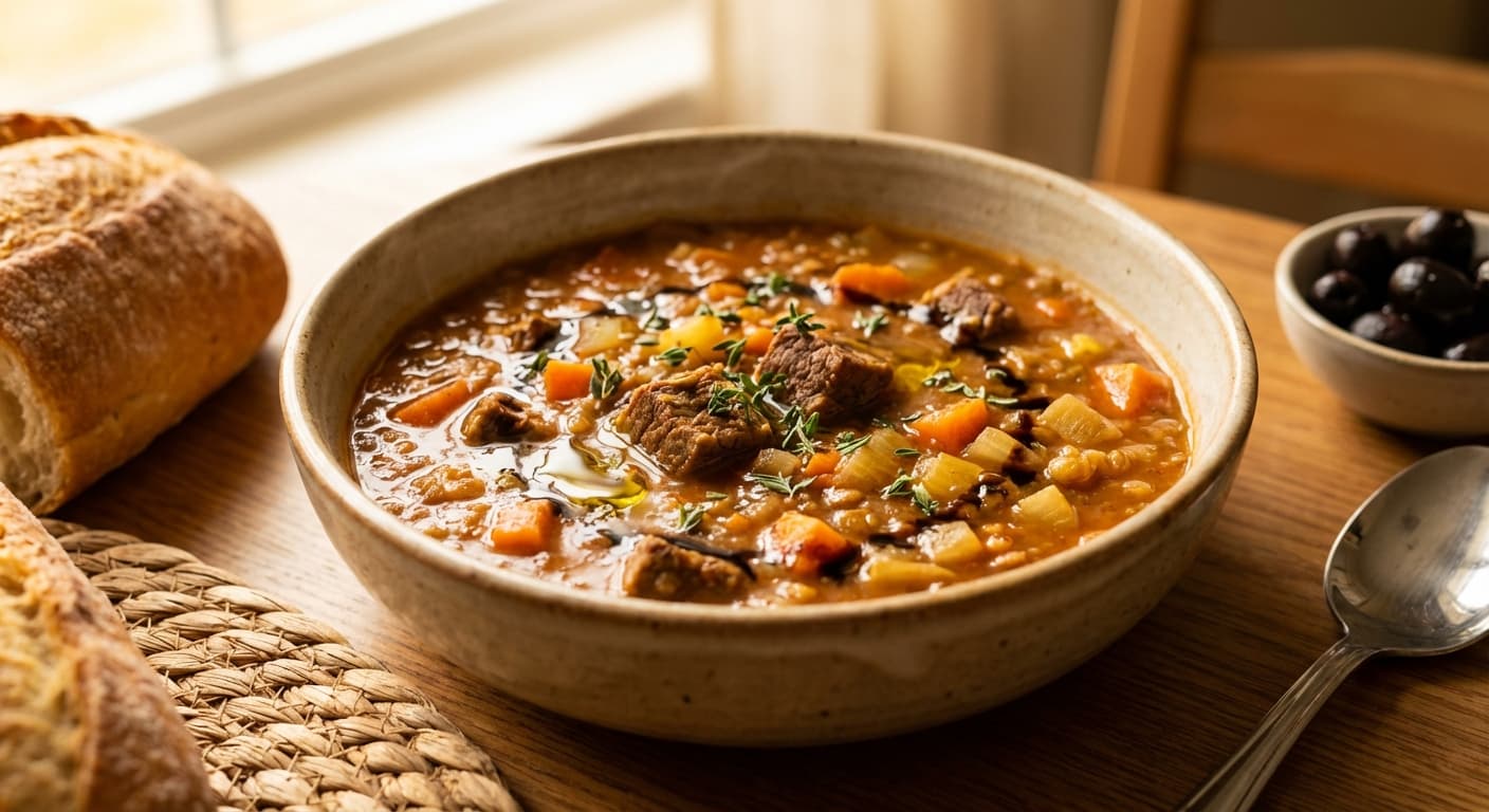 Shorbat Adas — Middle Eastern Lentil Soup with Meat - authentic arabic recipe