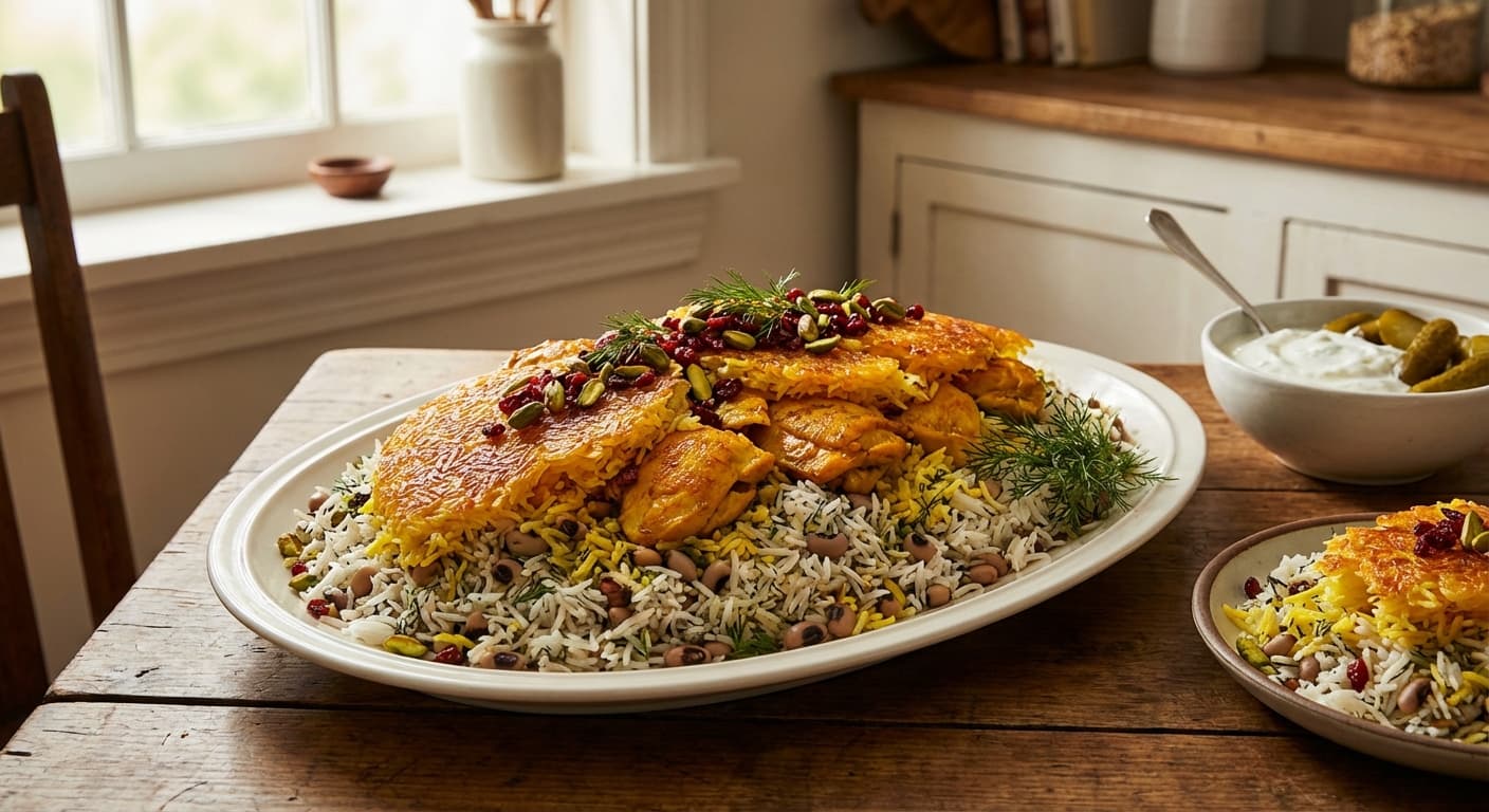 Shushtari Polo — Persian Black-Eyed Pea and Dill Rice - authentic persian recipe