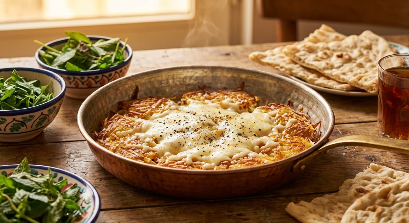 Sibzamini Sorkh-Kardeh ( ) — Persian-Style Golden Potatoes with Melted Mozzarella - authentic persian recipe