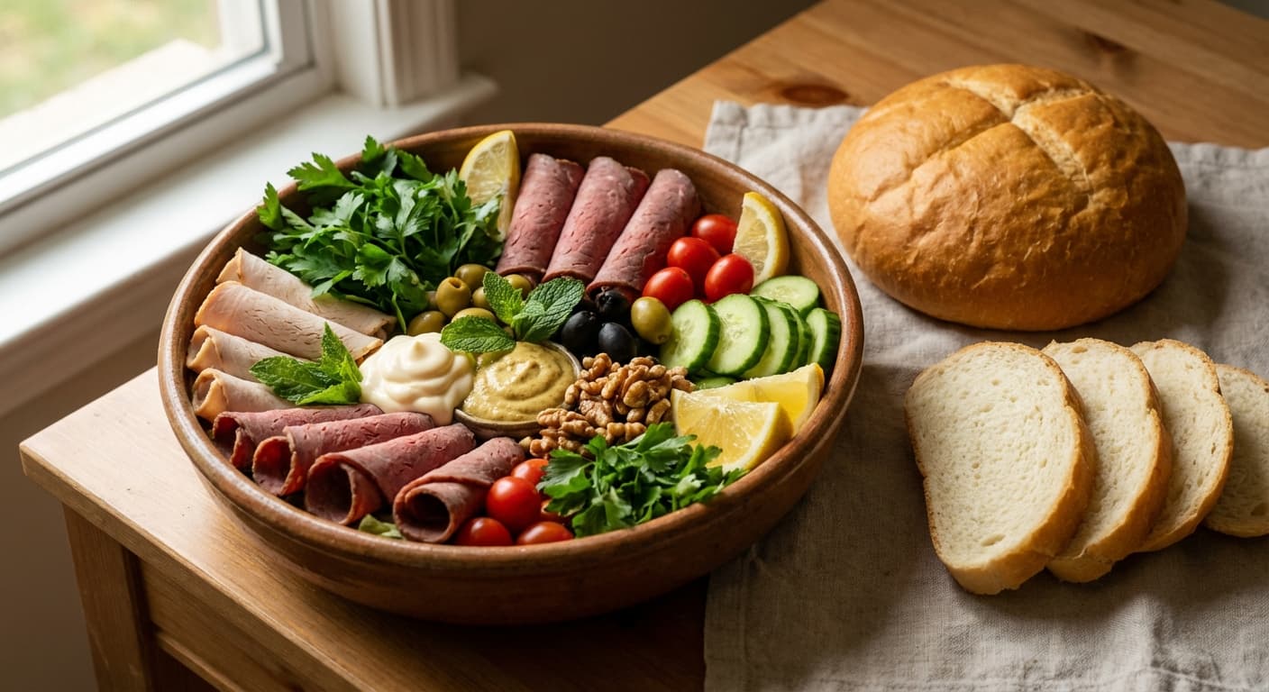 Sini Ordour Ba Goosht Sard — Persian Cold Meat Appetizer Platter - authentic persian recipe