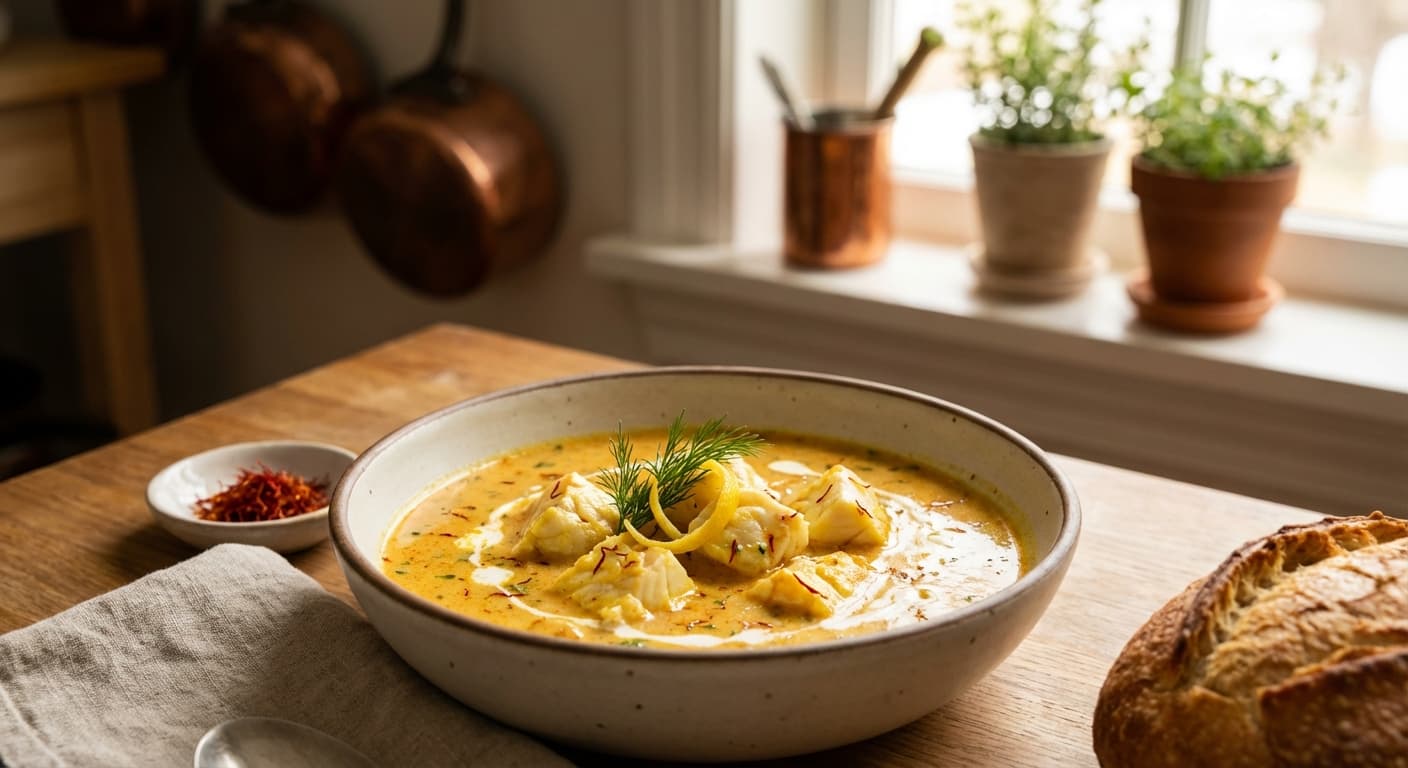 Soop-e Mahi — Persian Saffron and White Fish Velouté - authentic persian recipe