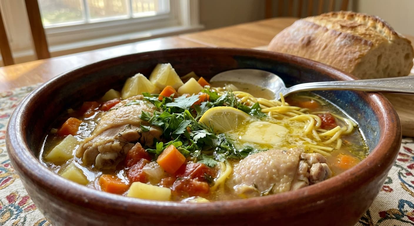 Soop-e Reshteh Farangi — Persian-Style Chicken Noodle Soup - authentic persian recipe