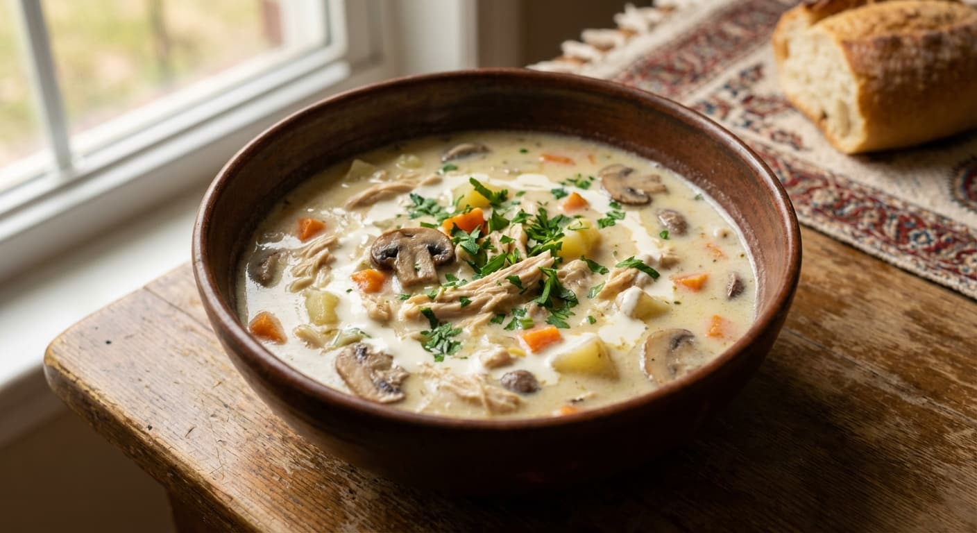 Soop-e Sefid — Persian Creamy Chicken and Mushroom Soup - authentic persian recipe