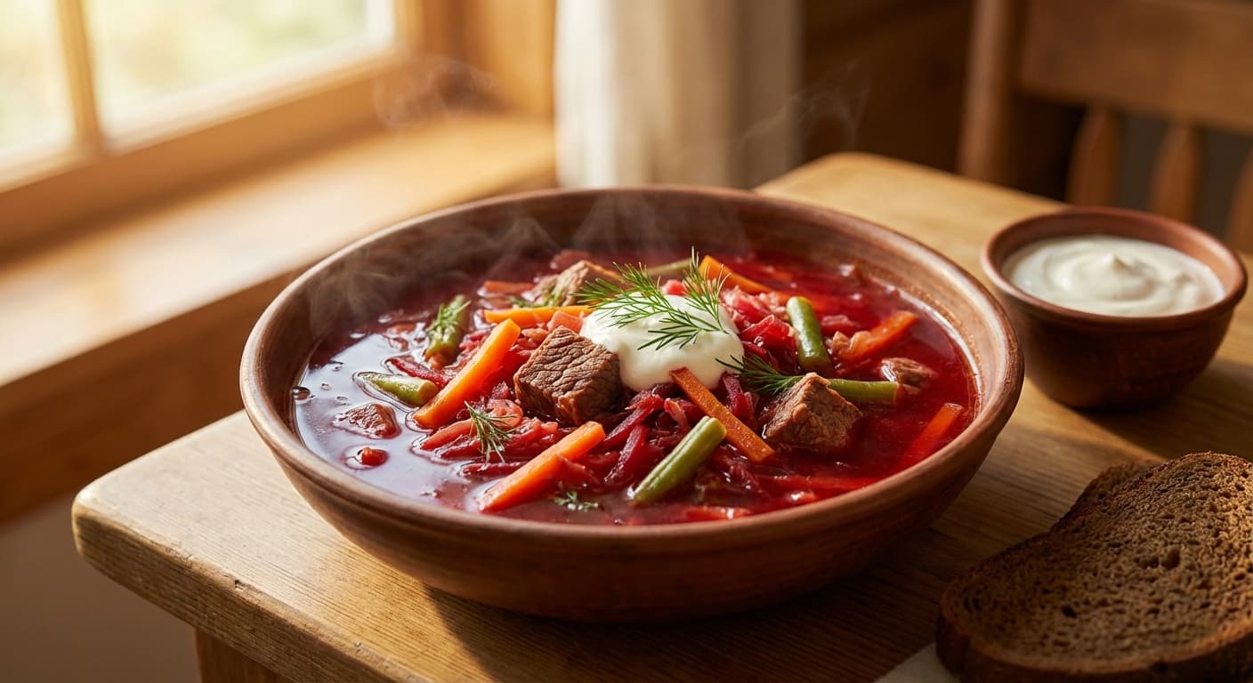 Soop Resi Roosi — Russian Borscht Soup - authentic international recipe