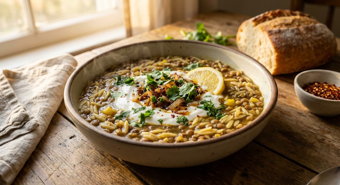 Soup-e Adas va Pasta — Persian Lentil and Pasta Soup - authentic persian recipe