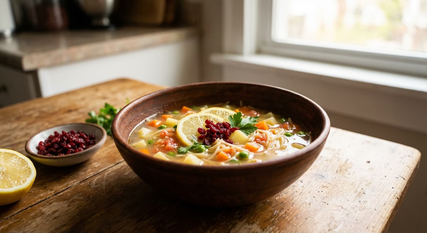 Soup-e Rejimi — Persian Vermicelli & Vegetable Diet Soup - authentic persian recipe