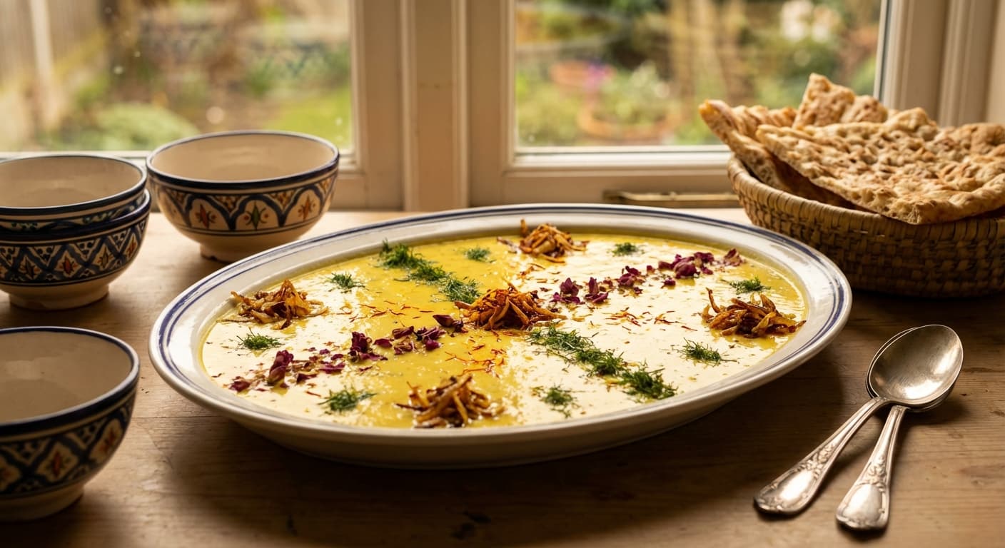 Soup-e Shir — Persian Saffron Milk and Rice Soup - authentic persian recipe