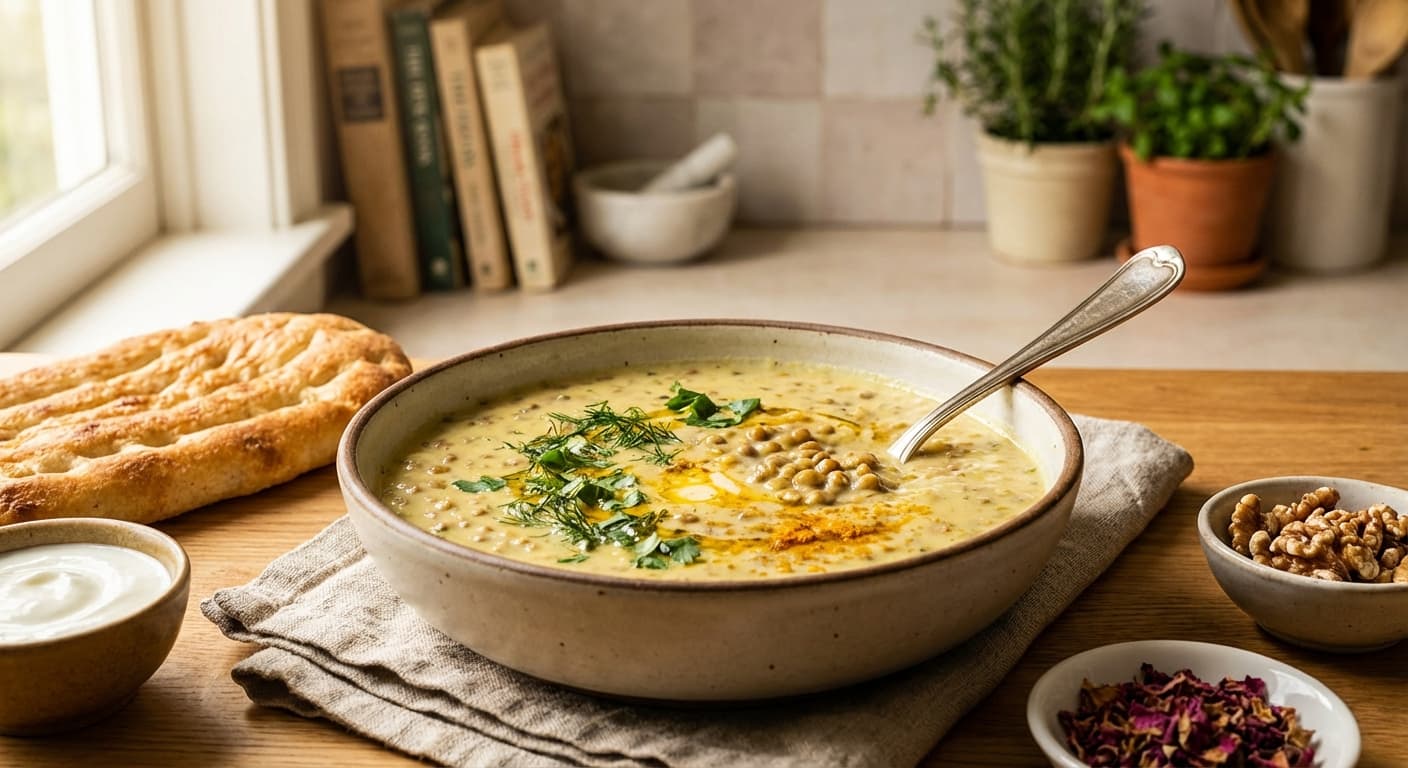 Soup-e Shir va Adas — Persian Milk and Lentil Soup - authentic persian recipe