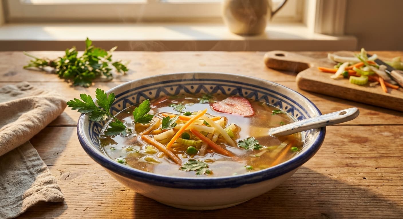 Soup-e Zhuleyn — Persian-Style Julienne Vegetable Soup - authentic persian recipe