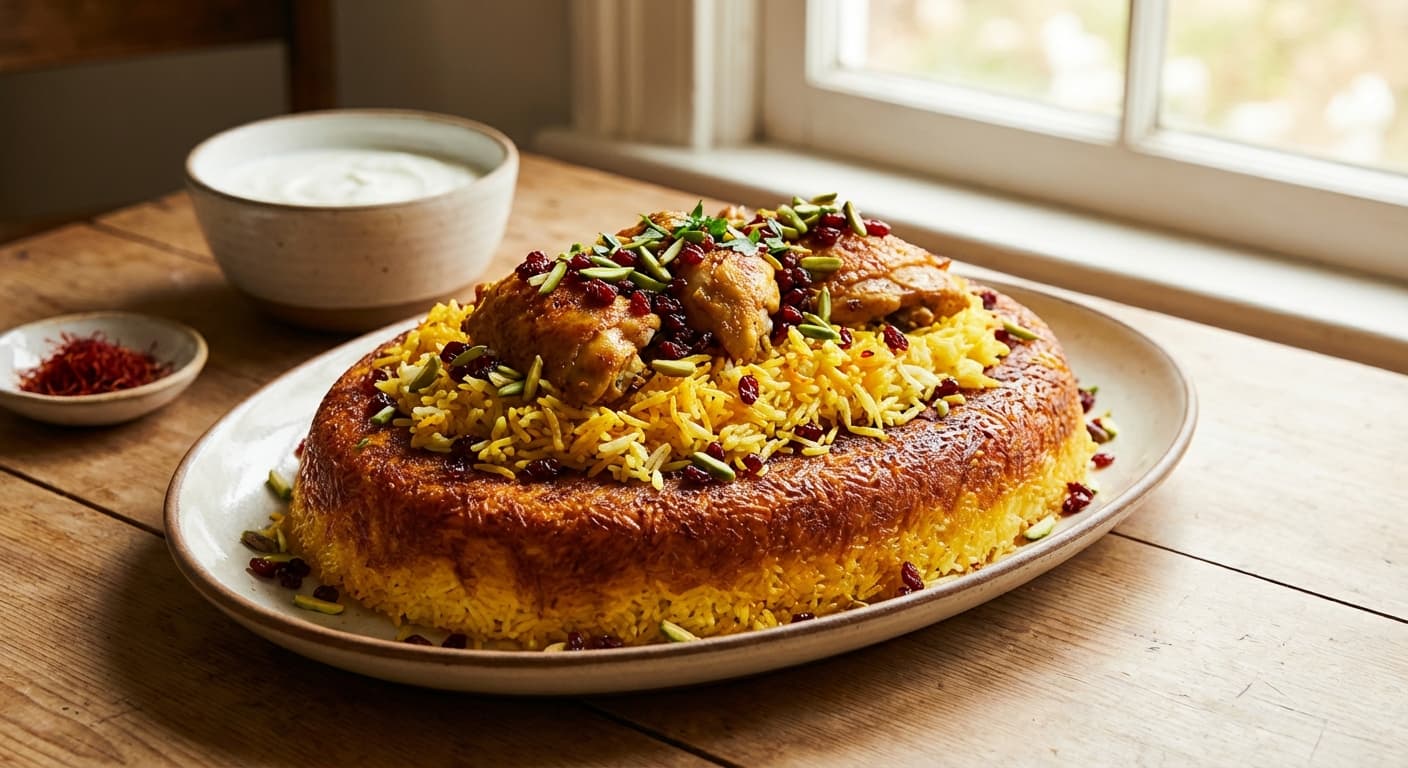 Tahchin — Persian Saffron Rice Cake with Golden Tahdig - authentic persian recipe