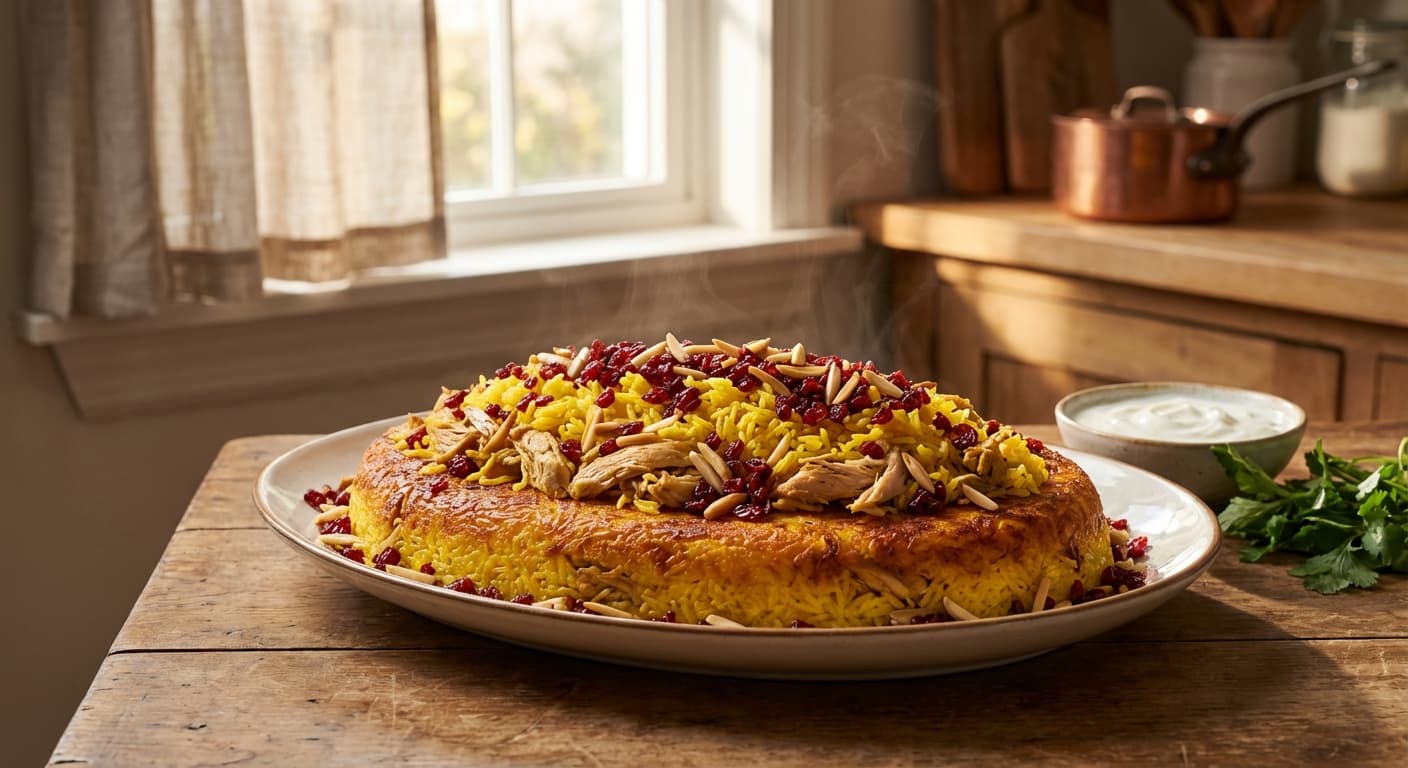 Tahchin Shirazi — Saffron-Infused Persian Rice Cake - authentic persian recipe