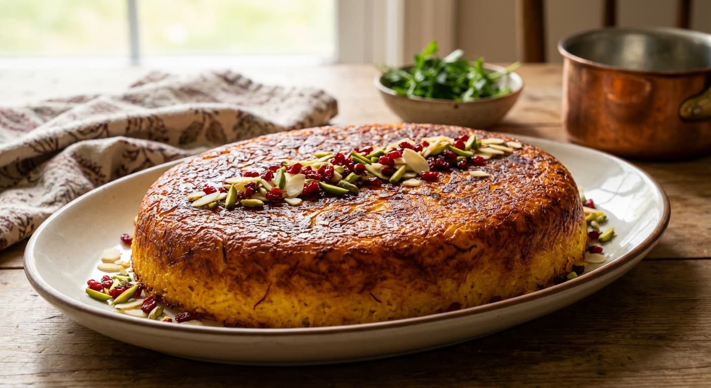 Tahchin Tahdig — Persian Saffron Yogurt Rice Crust - authentic persian recipe