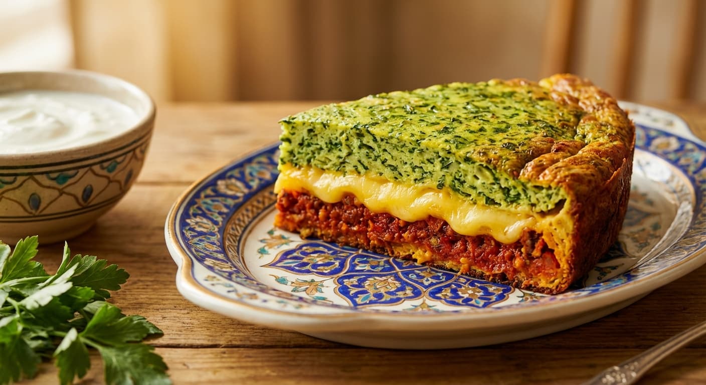 Three-Color Potato Kuku — Persian Layered Potato Casserole - authentic persian recipe